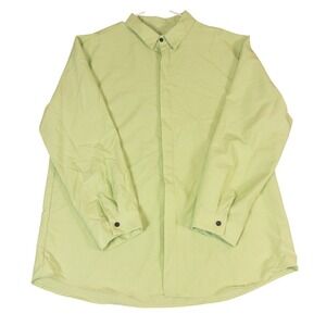 Unbranded Mens Lime Green Long Sleeve Button Down Shirt Size 3XL Hidden Placket